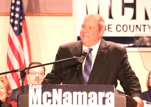 Kevin M. McNamara announces at Wayne County Community College that he will run for Wayne County Executive.