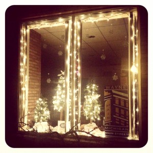 Wayne Main Street Office window is decorated for the  1st Annual Holiday Window Display Contest.  