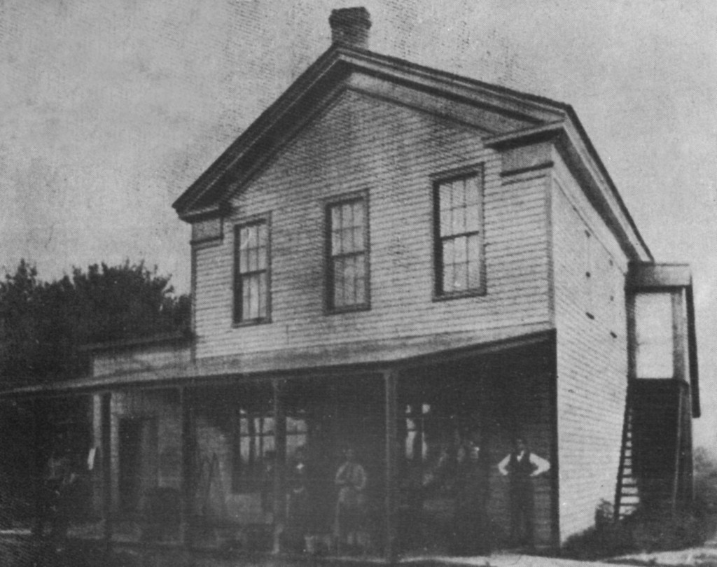 J.D. Bunting’s General store was built around 1840 and was a long time landmark in Wayne until it burned in 1907. People came from far and wide to purchase everything from flour and wood to paint and ribbons.