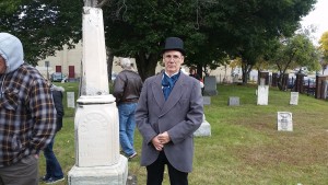 Len Fisher playing the role Ezra Derby, the founder of the City of Wayne.