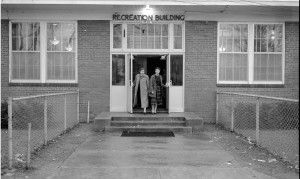 The front doors of the old recreation building.