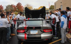 Franklin Middle Schools students check out the Dodge Viper.